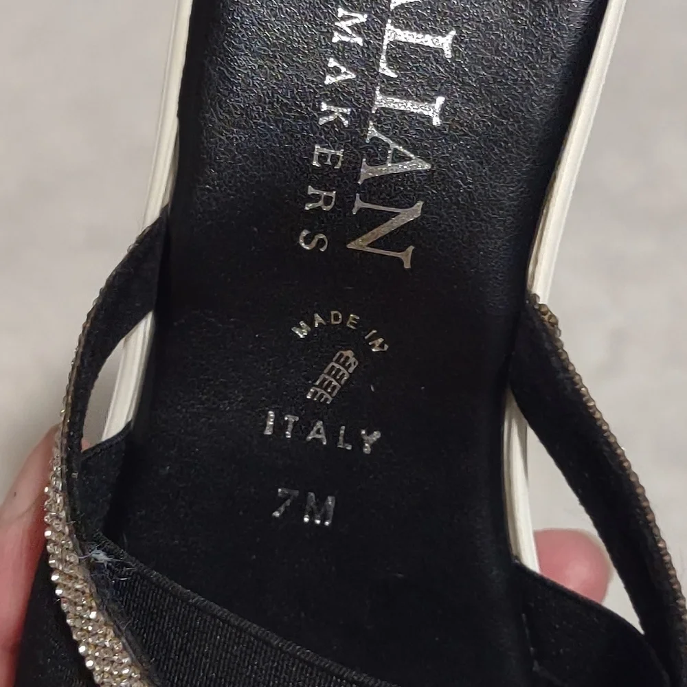 Italian Shoemakers Black and Silver Sparkle Sandals